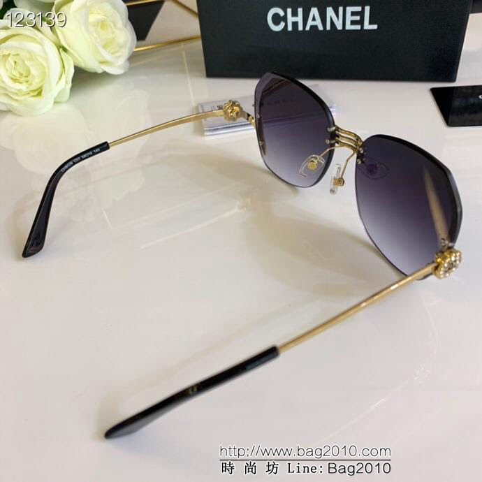 CHANEL香奈兒 專櫃同步 2019新款 山茶花 8028 無框水晶切邊 女款太陽鏡  lly1407